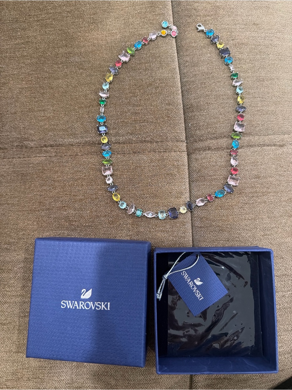 Swarovski Multicolor Crystal Necklace - Sparkling Rainbow Pendant Chain
